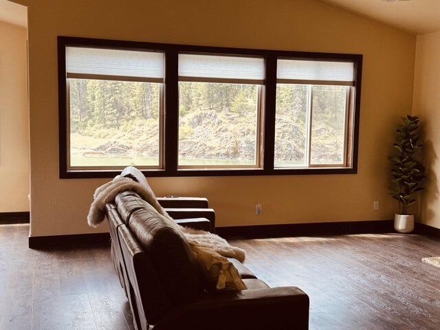 29 Shoreline Dr, Thompson Falls, MT 59873 - living room with wood finished floors, healthy amount of natural light, lofted ceiling, and baseboards