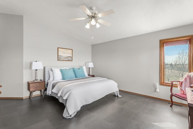 2301 Larkspur Ln, Great Falls, MT 59404 - bedroom with baseboards, ceiling fan, and vaulted ceiling