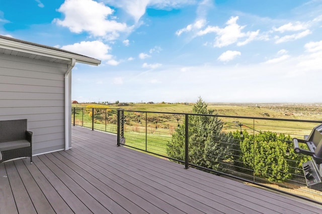 2301 Larkspur Ln, Great Falls, MT 59404 - wooden deck featuring a rural view
