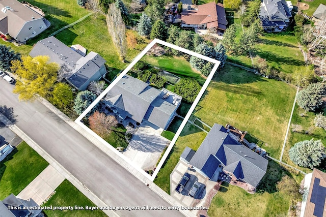 bird's eye view with a residential view