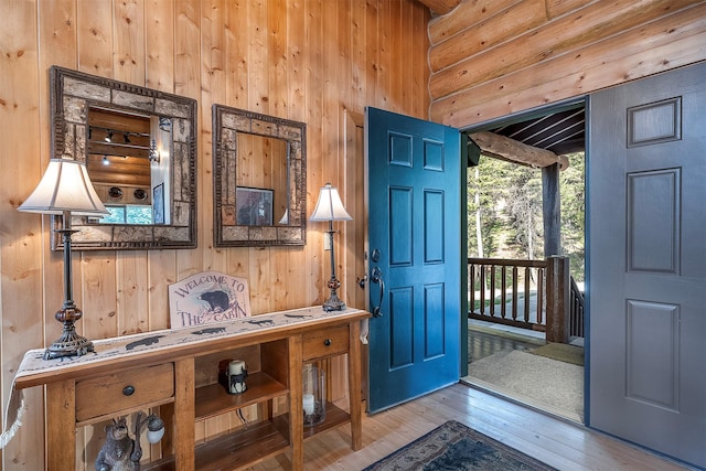 550 Jackson Meadows Rd, Kila, MT 59920 - entrance foyer with wooden walls and wood-type flooring