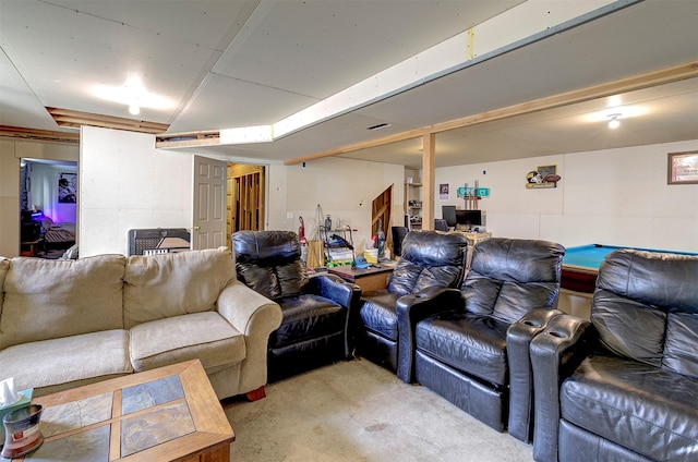 home theater featuring pool table