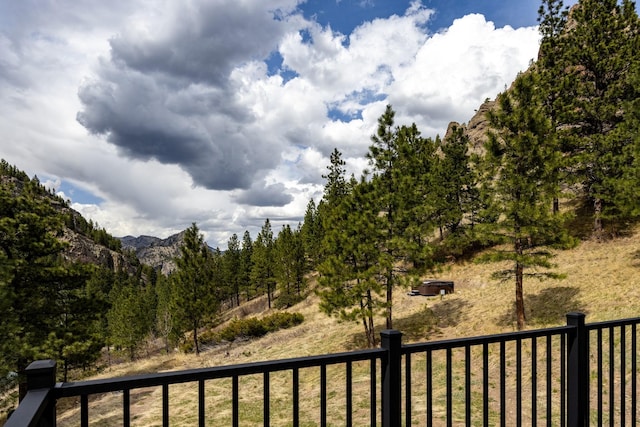 view of yard featuring a mountain view