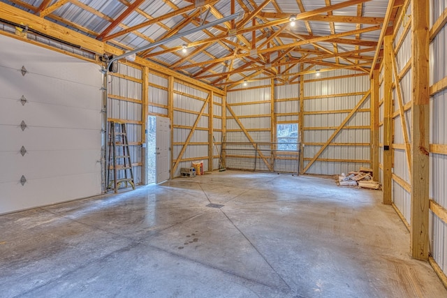 garage with metal wall