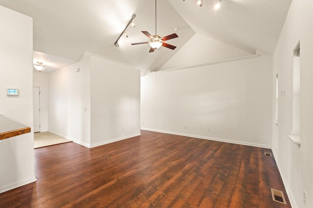 154 Palmer Dr, Kalispell, MT 59901 - interior space featuring a ceiling fan, visible vents, wood finished floors, and vaulted ceiling