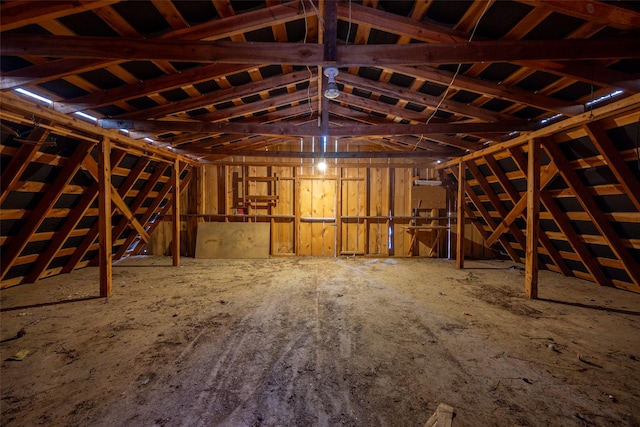 view of unfinished attic
