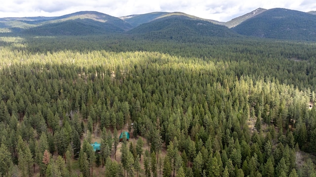 mountain view with a wooded view