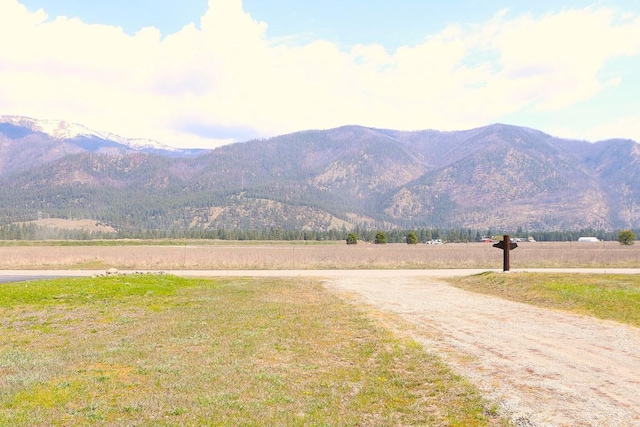 view of mountain feature with a rural view