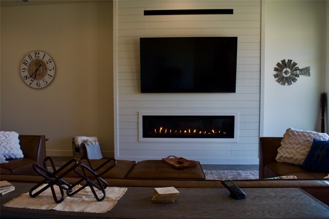 288 Costich Lake Rd, Eureka, MT 59917 - living area featuring baseboards and a large fireplace