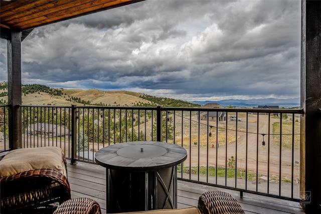 balcony with a mountain view