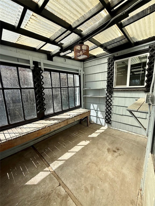 view of unfurnished sunroom