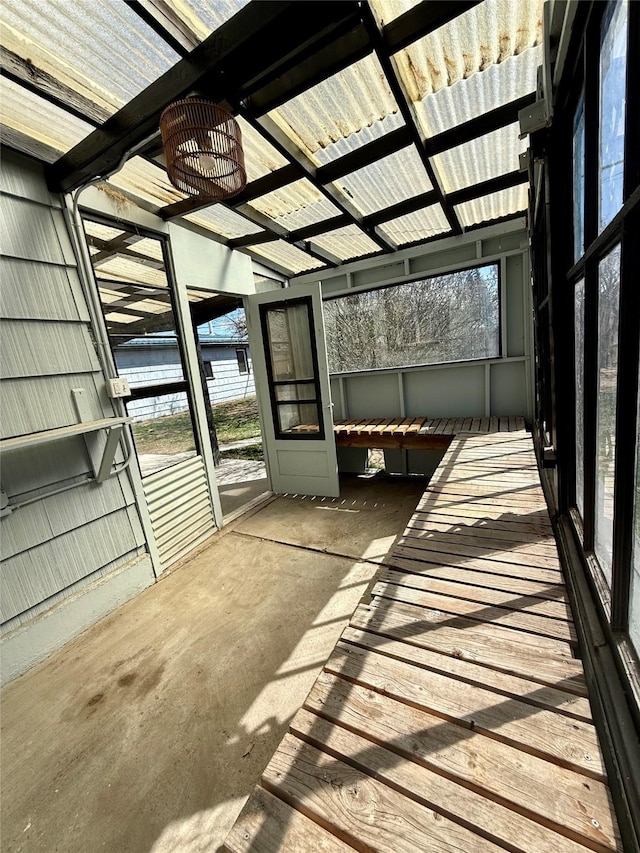 view of unfurnished sunroom