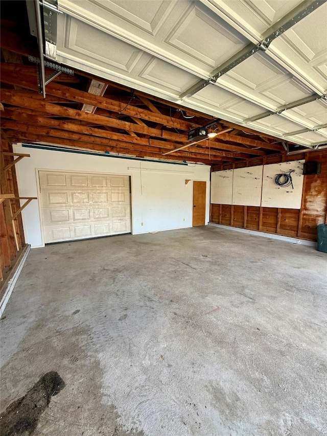 garage with a garage door opener
