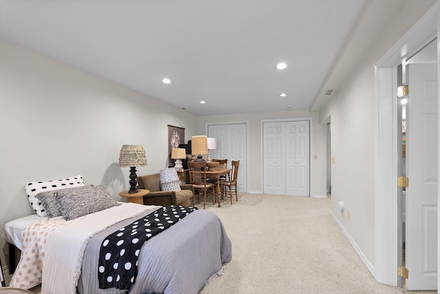 128 River View Dr, Kalispell, MT 59901 - bedroom with two closets, recessed lighting, and carpet floors