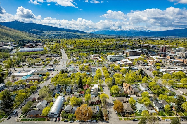 drone / aerial view with a mountain view