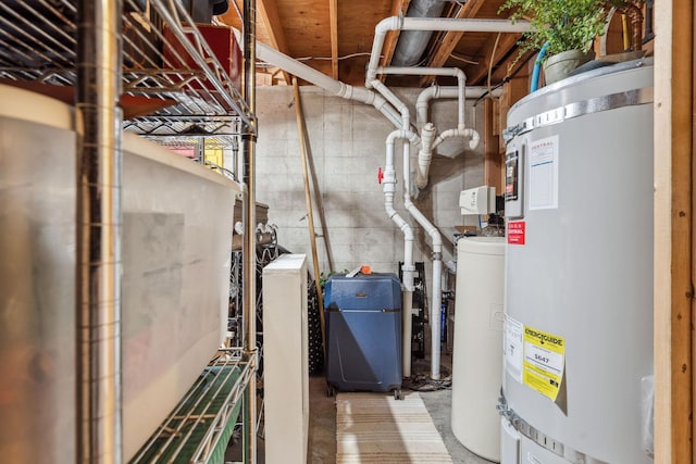 utility room featuring water heater