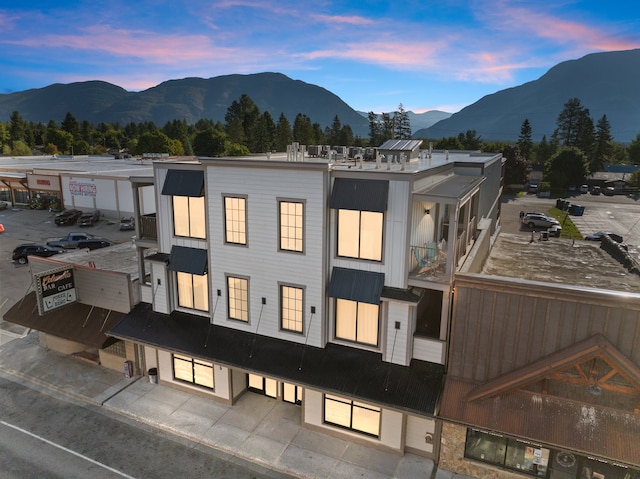 exterior space featuring a mountain view