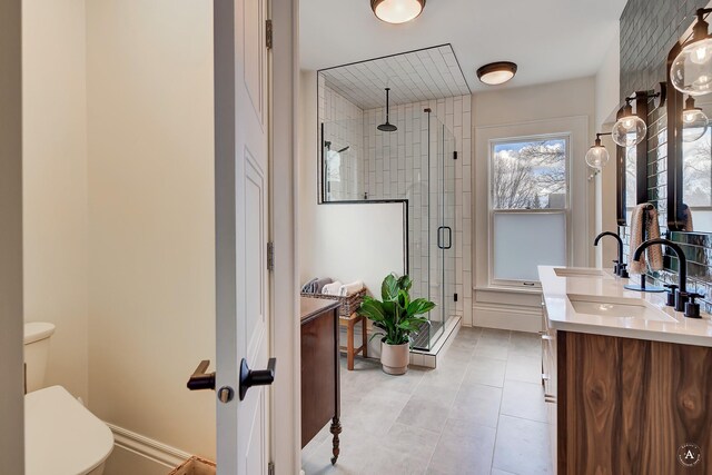 615 Dearborn Ave Unit 320Power, St, Helena, MT 59601 - bathroom with vanity, tile patterned flooring, a stall shower, and toilet