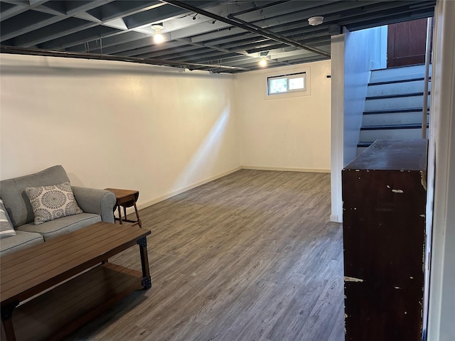 615 Dearborn Ave Unit 320Power, St, Helena, MT 59601 - below grade area featuring stairway, baseboards, and wood finished floors