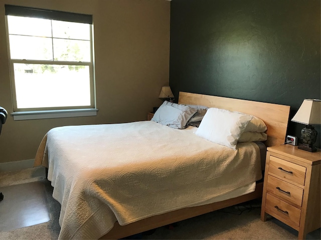 carpeted bedroom with multiple windows
