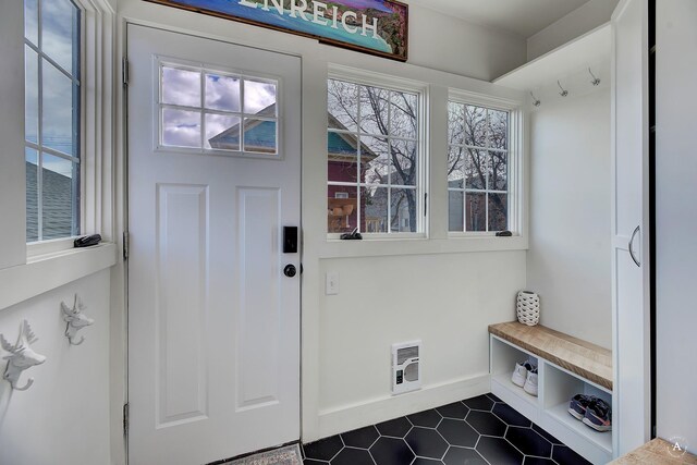 320 Power St, Helena, MT 59601 - mudroom featuring dark tile patterned floors and baseboards