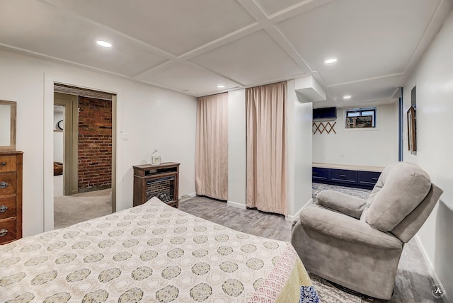 bedroom featuring light wood-style floors, baseboards, and recessed lighting