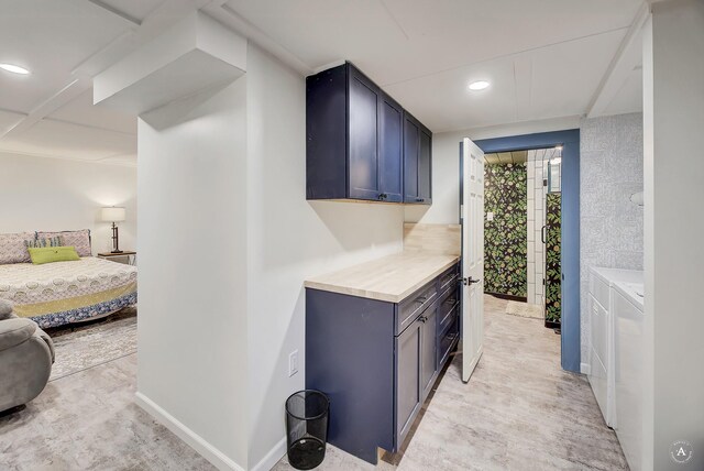 320 Power St, Helena, MT 59601 - hall featuring light wood-style floors, recessed lighting, and independent washer and dryer