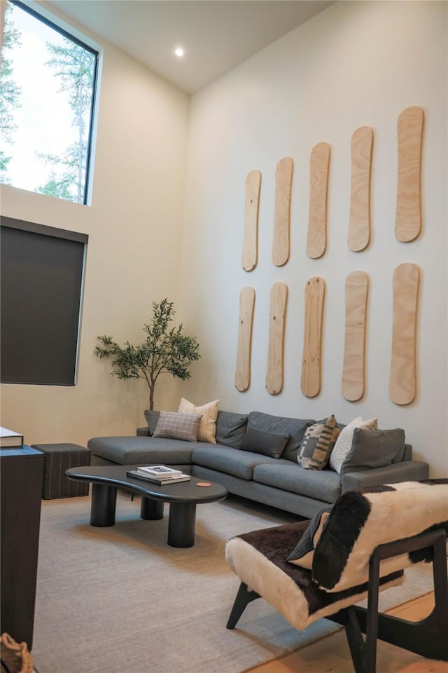 living area with recessed lighting