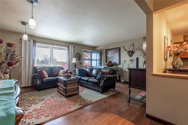 living area with wood finished floors