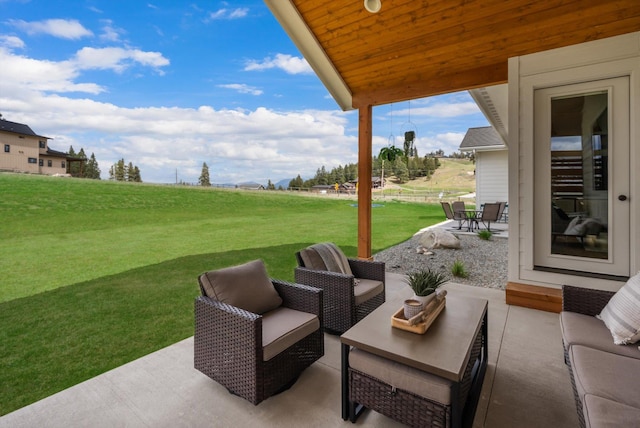 1007 Pheasant Ridge Dr, Kalispell, MT 59901 - view of patio featuring outdoor lounge area and a view of countryside