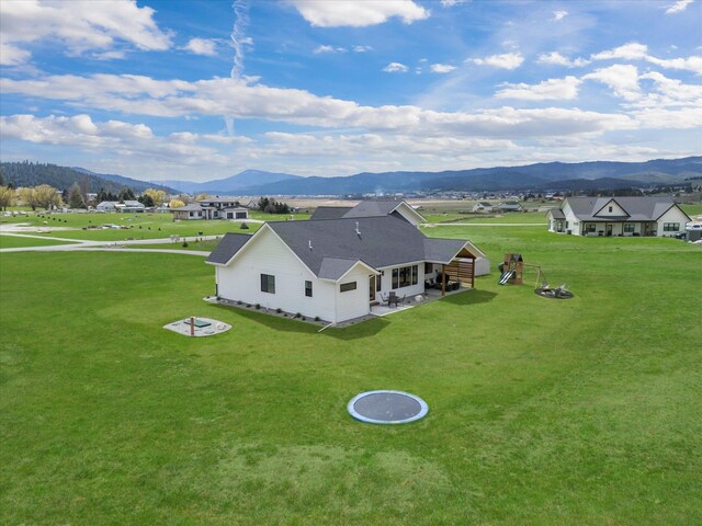 aerial view with a mountain view