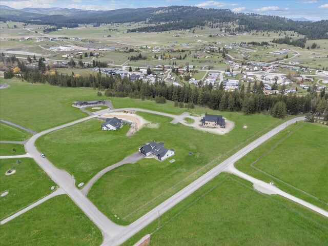drone / aerial view featuring a mountain view
