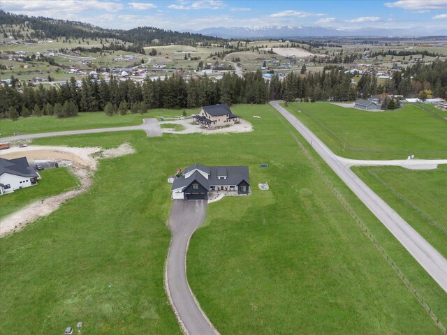aerial view with a mountain view