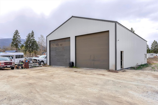 view of detached garage