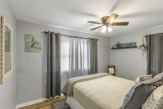 2908 6th Ave S, Great Falls, MT 59405 - bedroom with baseboards, a ceiling fan, and wood finished floors