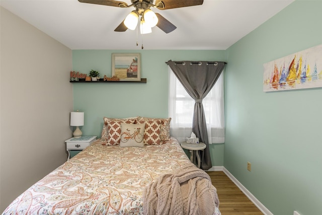 2908 6th Ave S, Great Falls, MT 59405 - bedroom with baseboards, a ceiling fan, and wood finished floors