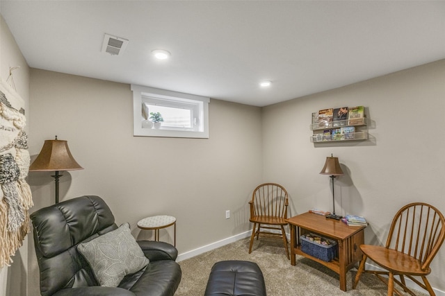 2908 6th Ave S, Great Falls, MT 59405 - sitting room with carpet floors, baseboards, recessed lighting, and visible vents