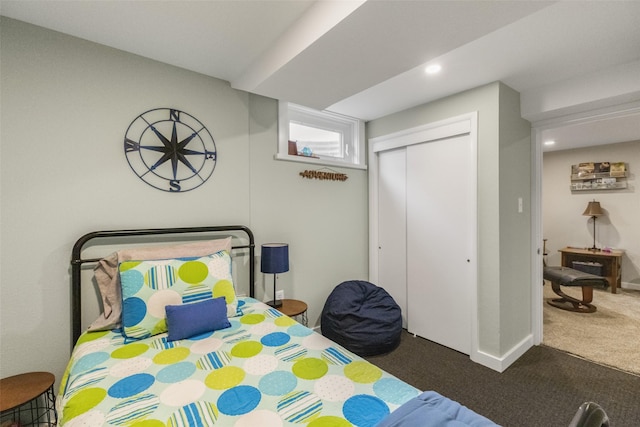 2908 6th Ave S, Great Falls, MT 59405 - carpeted bedroom with baseboards, a closet, and recessed lighting