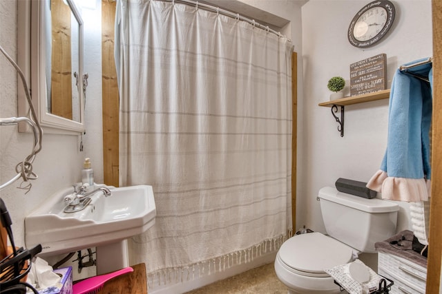 308 S 4th St, Hamilton, MT 59840 - bathroom featuring a sink, a shower with curtain, and toilet