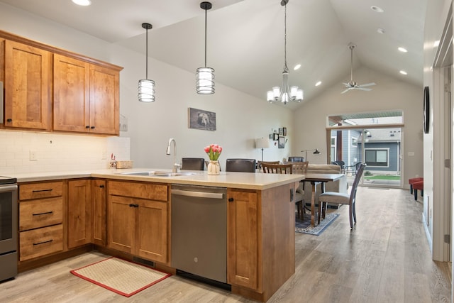 4037 Valley View Ct Unit B, Missoula, MT 59808 - kitchen featuring a sink, light wood-type flooring, a peninsula, and dishwasher