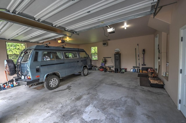 garage with a garage door opener