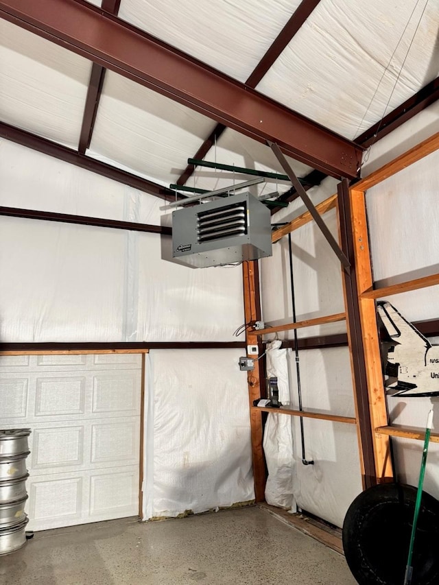 garage with a heating unit