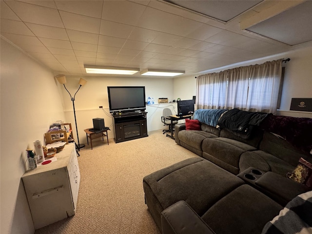 living room with carpet flooring
