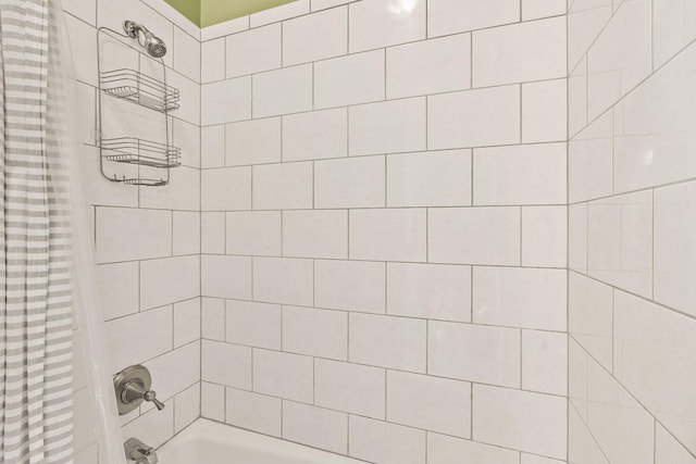 full bath featuring shower / bathtub combination with curtain