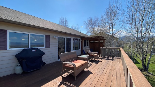 deck with a grill