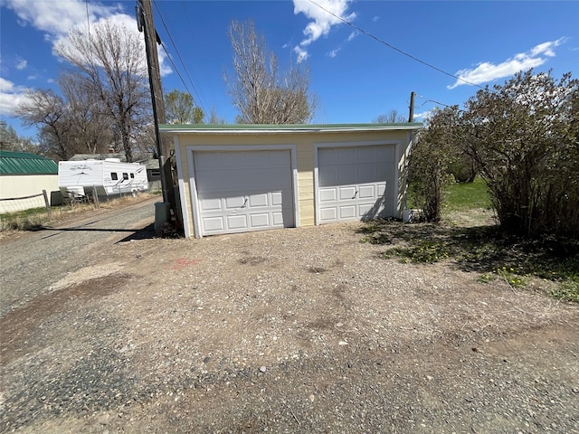view of detached garage