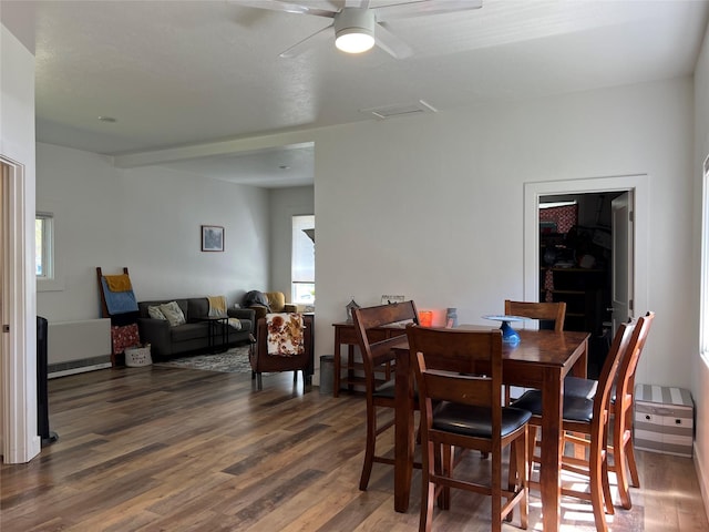 509 N 5th St, Hamilton, MT 59840 - dining area featuring plenty of natural light, ceiling fan, and wood finished floors