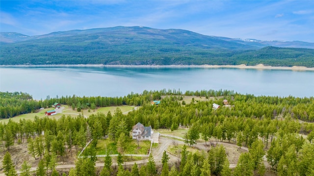 7100 Black Lake Rd, Rexford, MT 59930 - bird's eye view of a water and mountain view and a forest