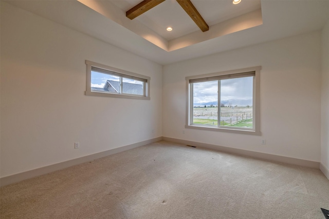 5498 Thimbleberry Loop, Helena, MT 59602 - empty room with recessed lighting, plenty of natural light, beam ceiling, and light carpet