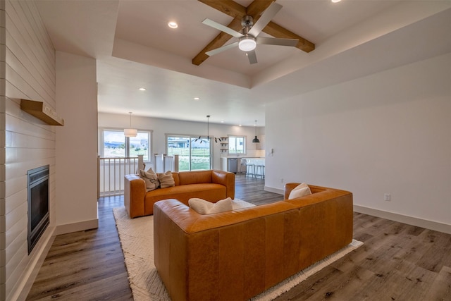5498 Thimbleberry Loop, Helena, MT 59602 - living area featuring recessed lighting, a ceiling fan, and wood finished floors